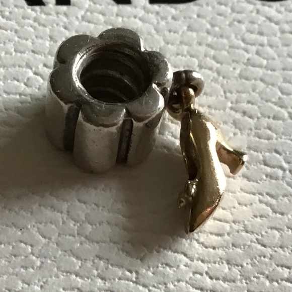 PANDORA Stiletto Shoe Sterling Silver Charm With 14K Gold Stiletto Shoe - Picture 2 of 3